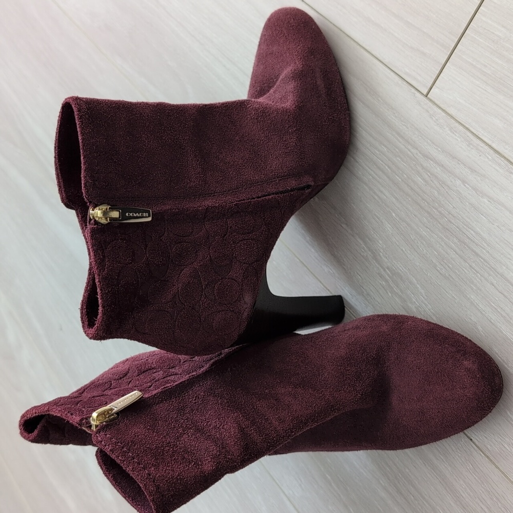 Coach Plum Suede Ankle Boots